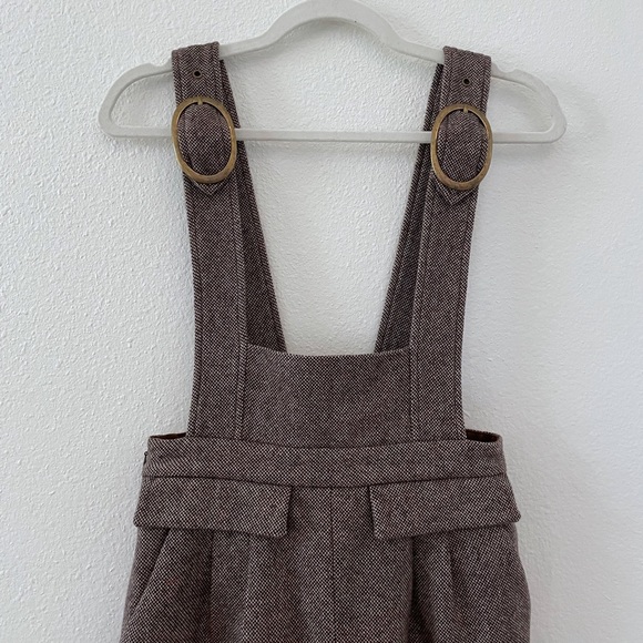 Pinafore brown tweed buckled strap midi dress - Picture 2 of 8
